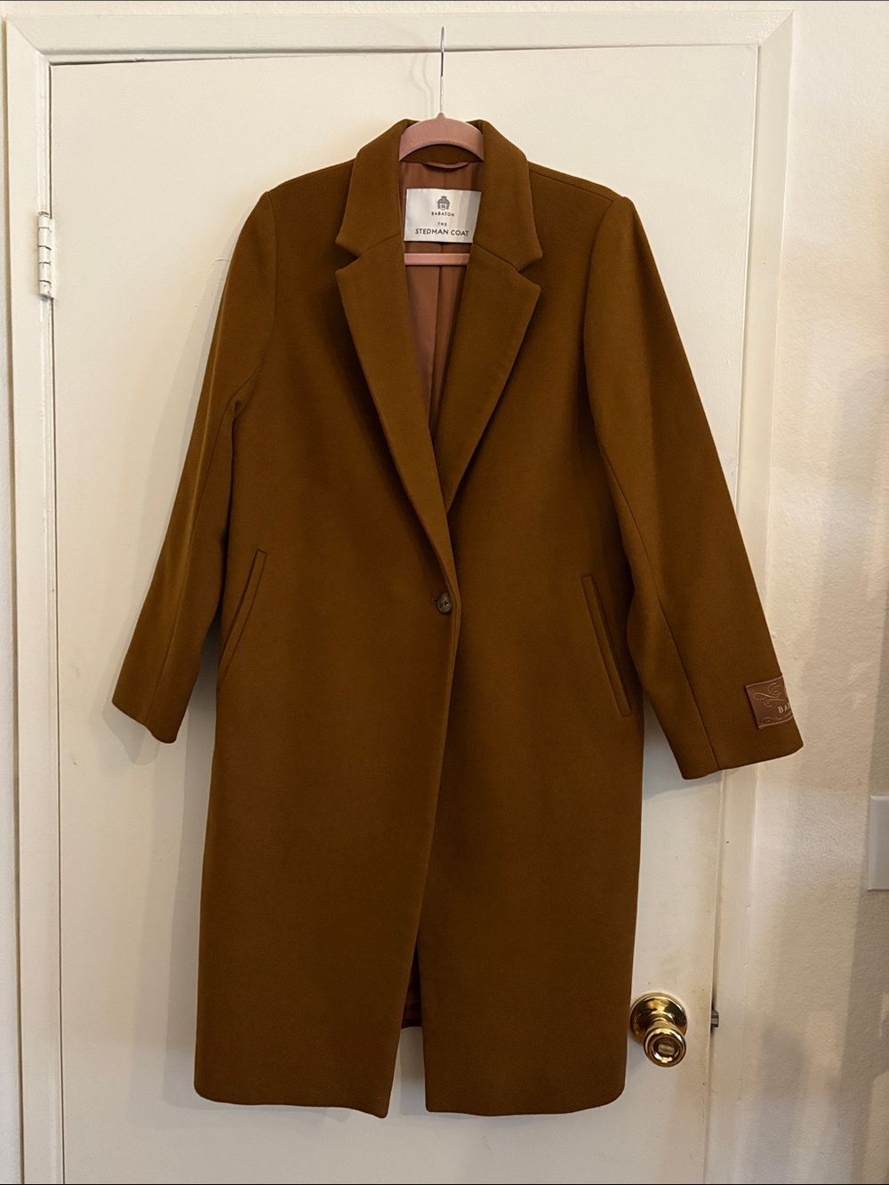 Aritzia Single-Button Wool Coat in Chestnut Tan Brown